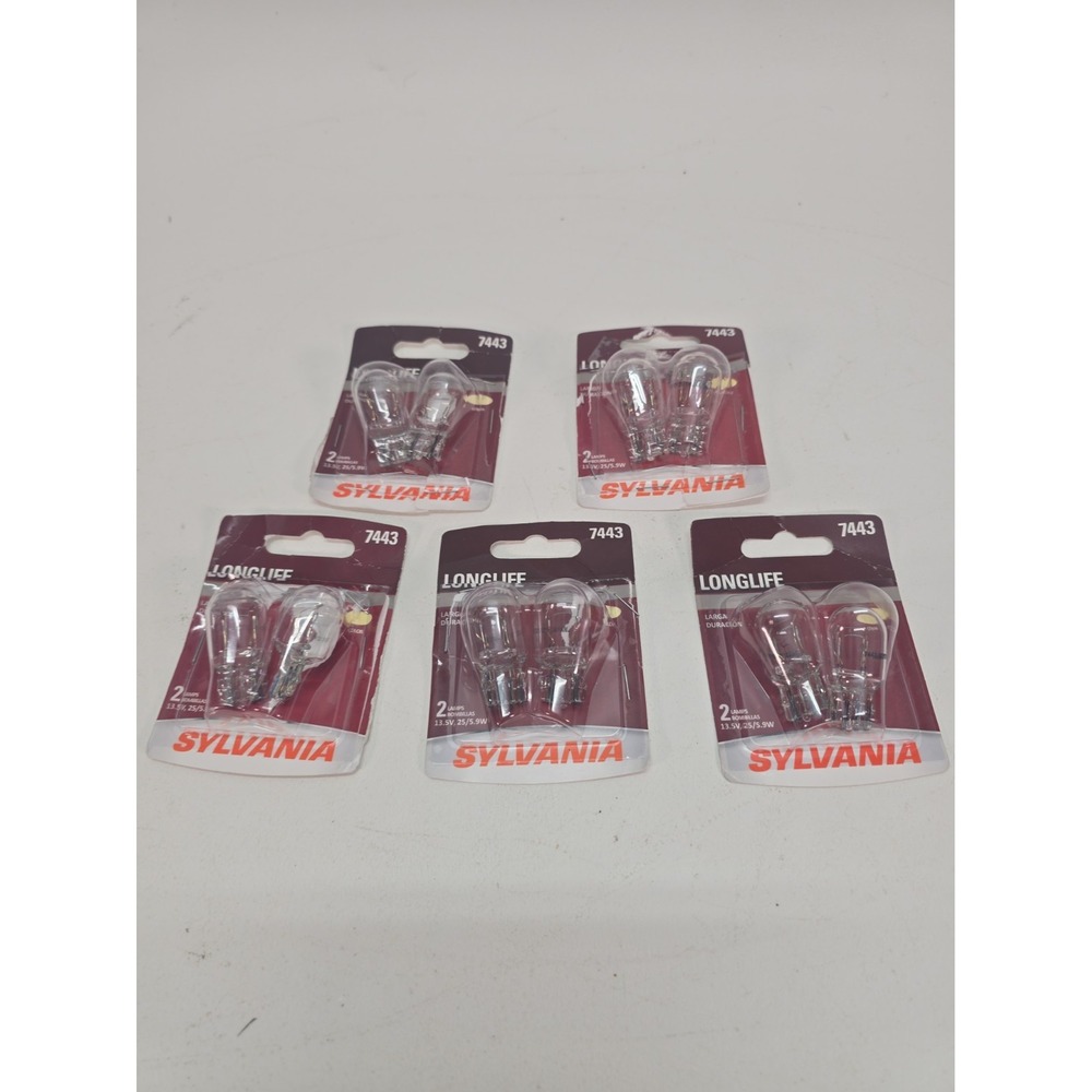5 SYLVANIA 7443 Long Life Mini Bulbs – Reliable DRL & Reverse Lights 10 Bulbs